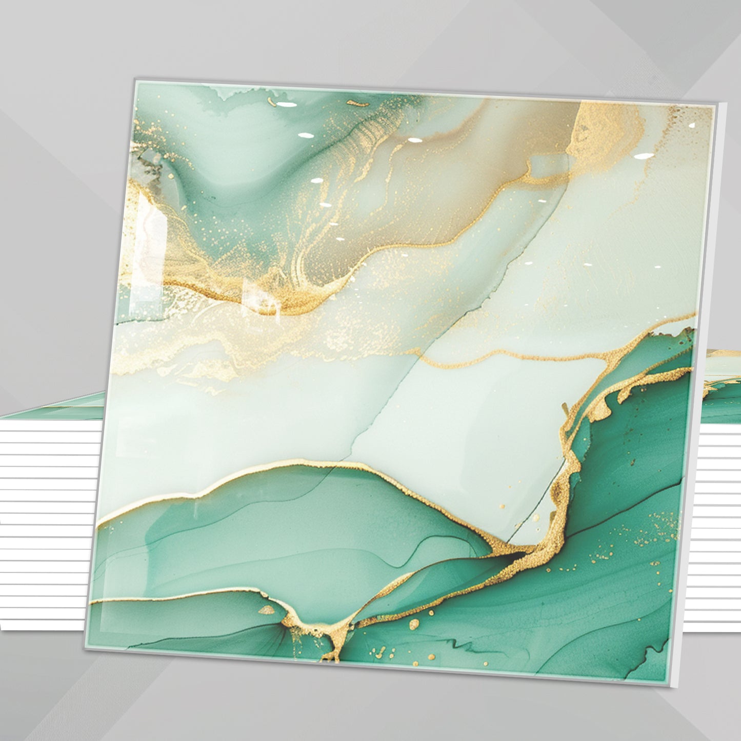 DEWOO 10pcs Peel and Stick Backsplash Wall Tile, Waterproof Peel and Stick Marble Wall Tiles, Self - Adhesive Panels for Bathroom, Kitchen, and Living Room (Green Gold Marble,12"×12") - DEWOO TILES