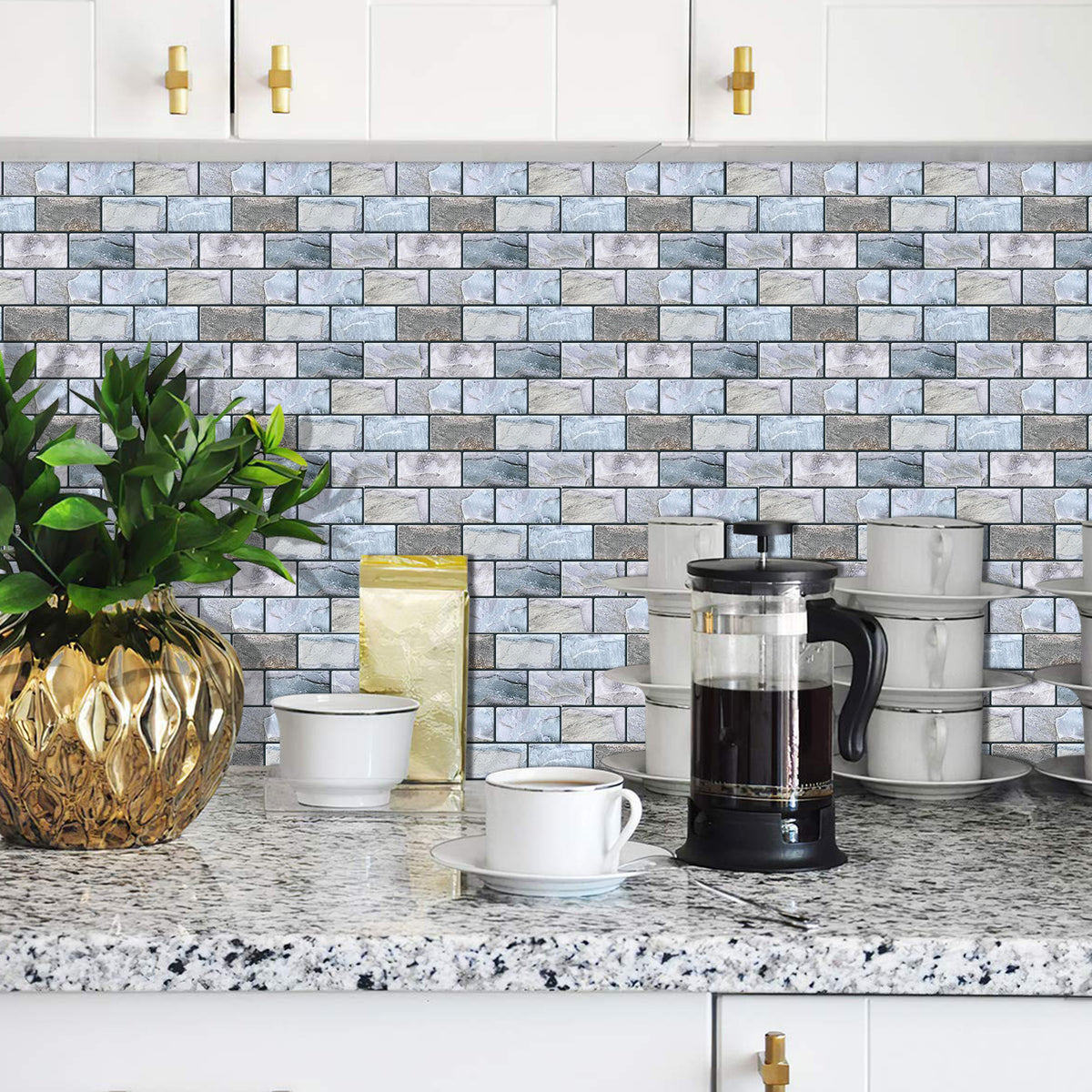 DEWOO 10 Sheets Peel and Stick Tile Backsplash for Kitchen Wall Tile, Self Adhesive Brick Backsplash Subway Tiles Backsplash, Stick on Tiles Kitchen Backsplash(Retro Blue,10.6"x10") - DEWOO TILES