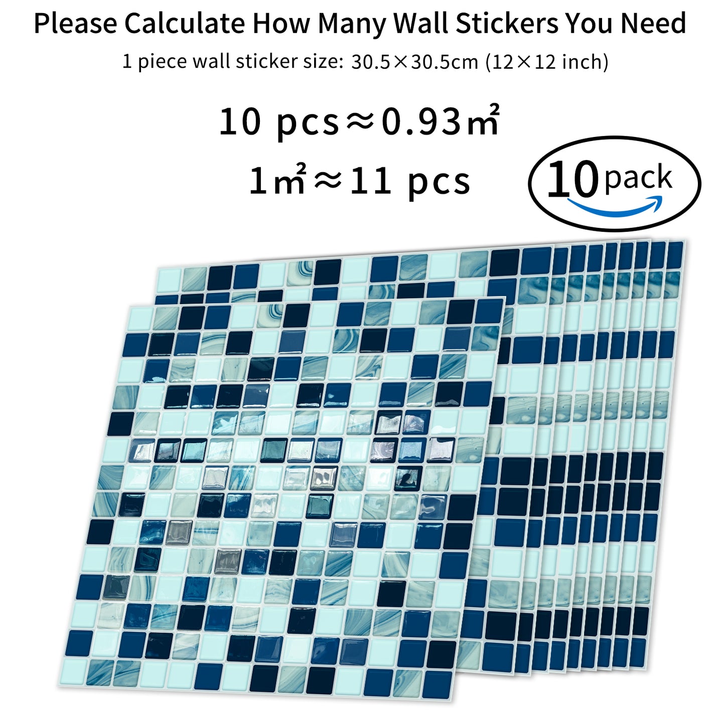 DEWOO Self - Adhesive Backsplash Stickers — Waterproof, Oil - Resistant, Scratch - Resistant, and Durable. Removable Tile Decals (10 - Piece Pack) - DEWOO TILES
