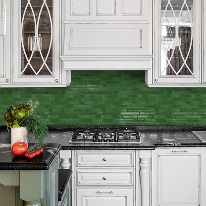 Thick Dark Green Peel and Stick Tile Backsplash 12"x12" Self Adhesive Wall Marble Tiles 3D for Kitchen Bathroom, (10 - Sheet) - DEWOO TILES