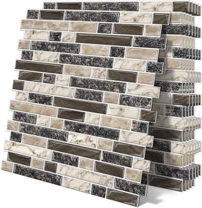 Thick Dark Green Peel and Stick Tile Backsplash 12"x12" Self Adhesive Wall Marble Tiles 3D for Kitchen Bathroom, (10 - Sheet) - DEWOO TILES