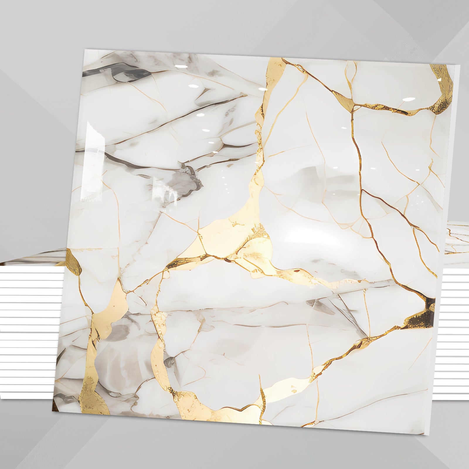 DEWOO 10pcs Peel and Stick Backsplash Wall Tile, Waterproof Peel and Stick Marble Wall Tiles, Self - Adhesive Panels for Bathroom, Kitchen, and Living Room (White Gold Marble,12"×12") - DEWOO TILES