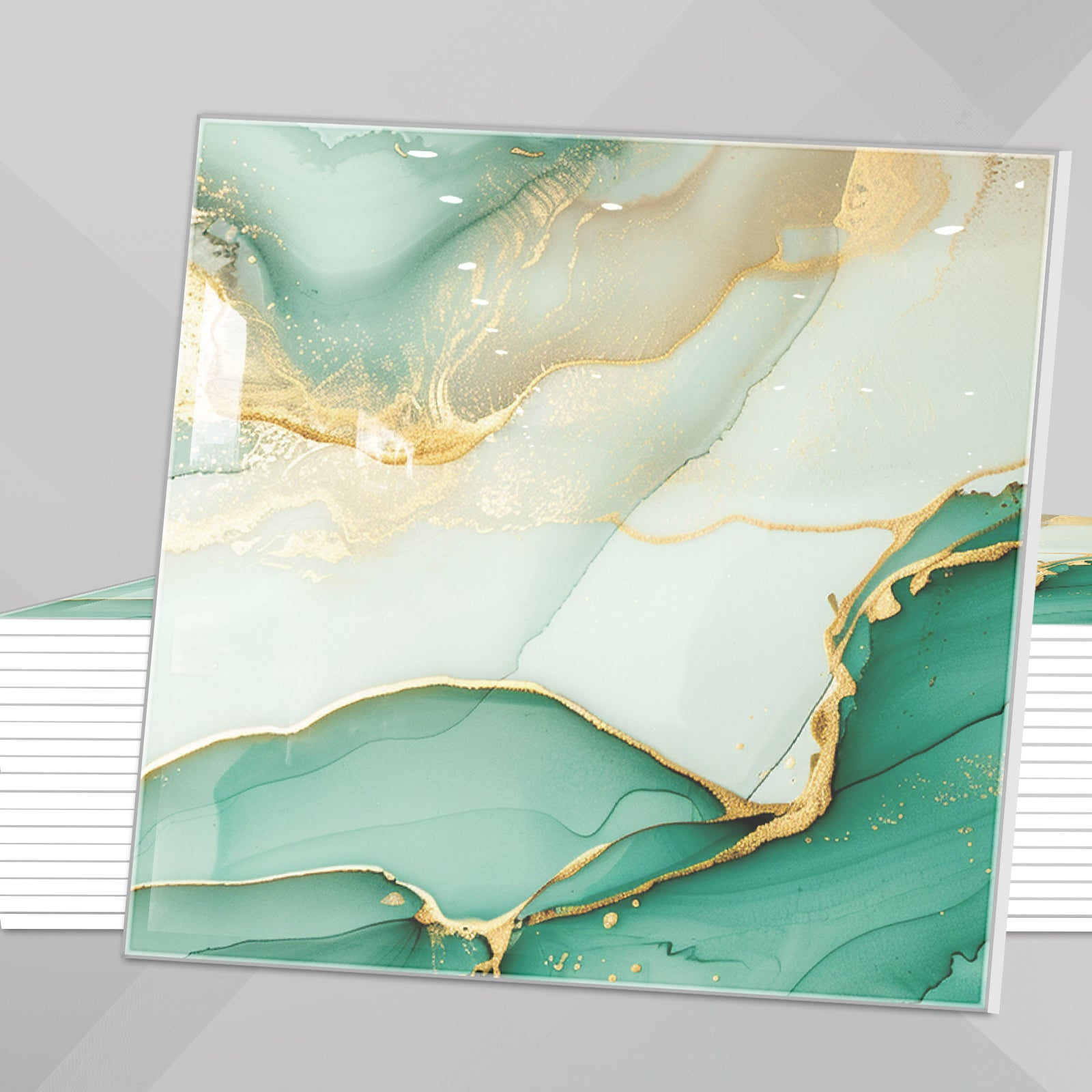 DEWOO 10pcs Peel and Stick Backsplash Wall Tile, Waterproof Peel and Stick Marble Wall Tiles, Self - Adhesive Panels for Bathroom, Kitchen, and Living Room (Green Gold Marble,12"×12") - DEWOO TILES
