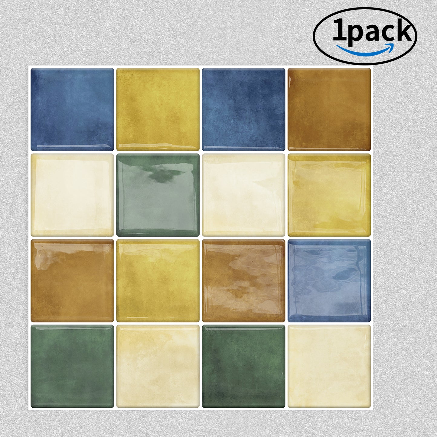 DEWOO Peel and Stick Backsplash Tiles Kitchen Bathroom Square Self Adhesive Wall Tile Checkerboard Checkered Stickers,Multicolor (10 - Sheet, 12"×12") - DEWOO TILES