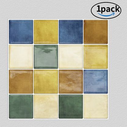 DEWOO Peel and Stick Backsplash Tiles Kitchen Bathroom Square Self Adhesive Wall Tile Checkerboard Checkered Stickers,Multicolor (10 - Sheet, 12"×12") - DEWOO TILES
