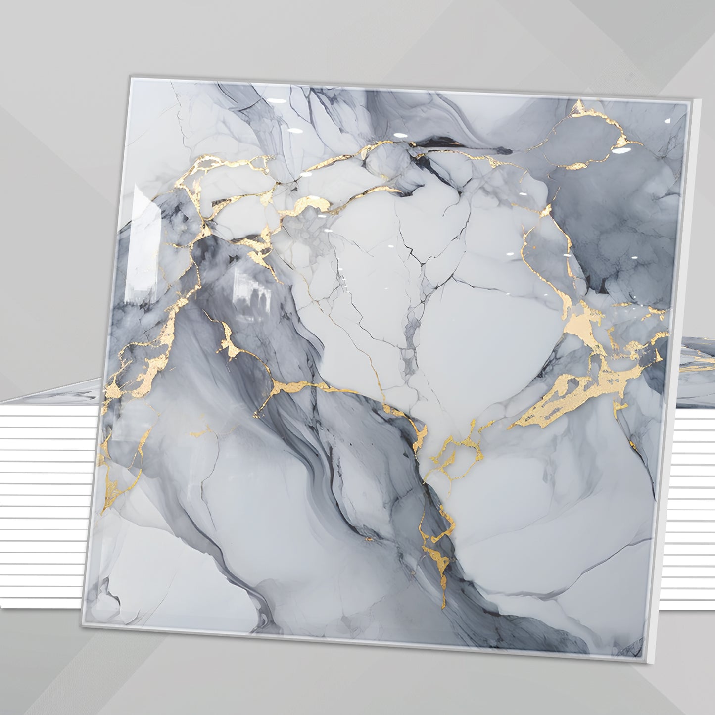 DEWOO 10pcs Peel and Stick Backsplash Wall Tile, Waterproof Peel and Stick Marble Wall Tiles, Self - Adhesive Panels for Bathroom, Kitchen, and Living Room (Dark Gray Marble,12"×12") - DEWOO TILES