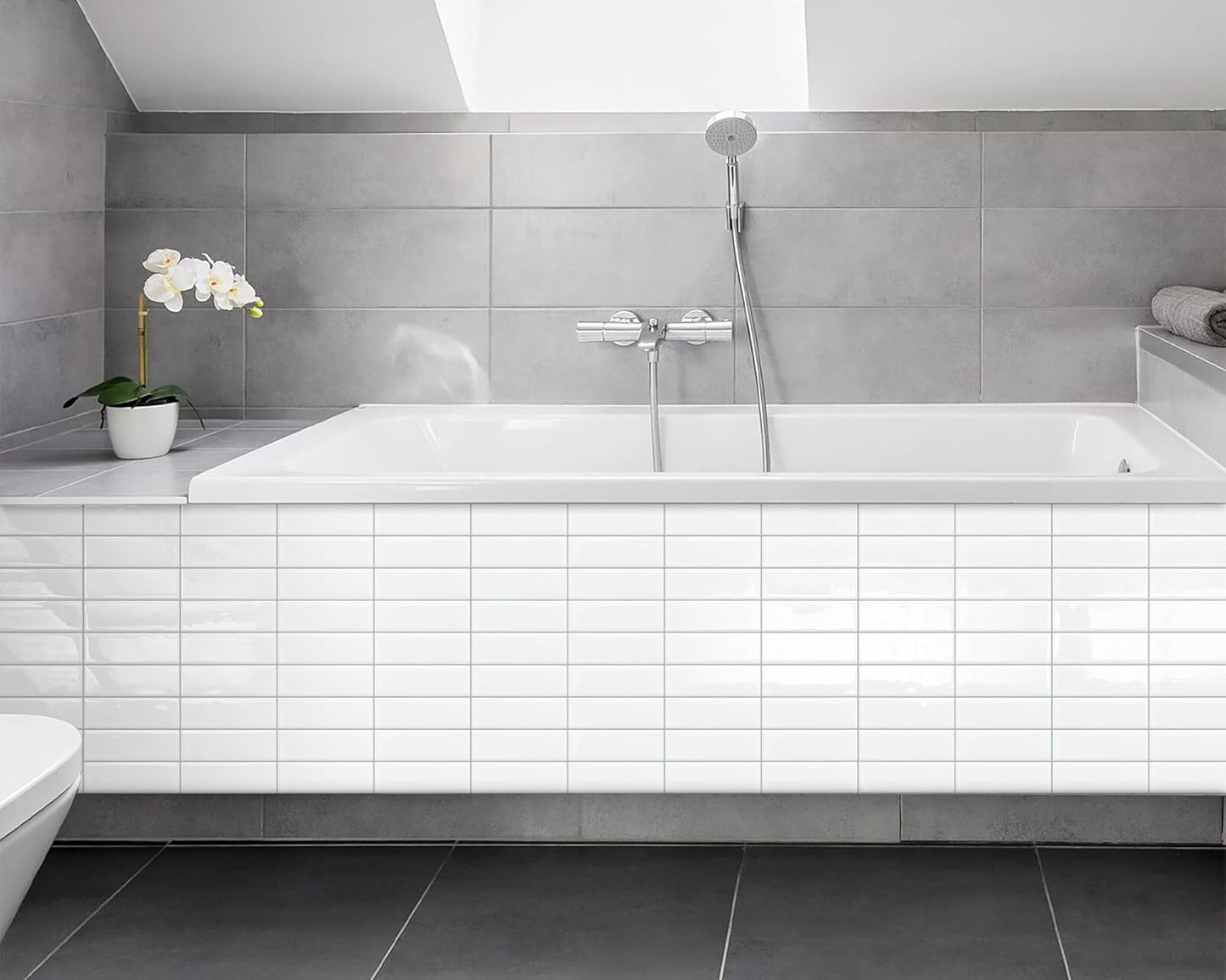 White Peel and Stick Backsplash Kitchen Rectangle Subway Self Adhesive Wall Tiles (10 - Sheet,12"x12") - DEWOO TILES