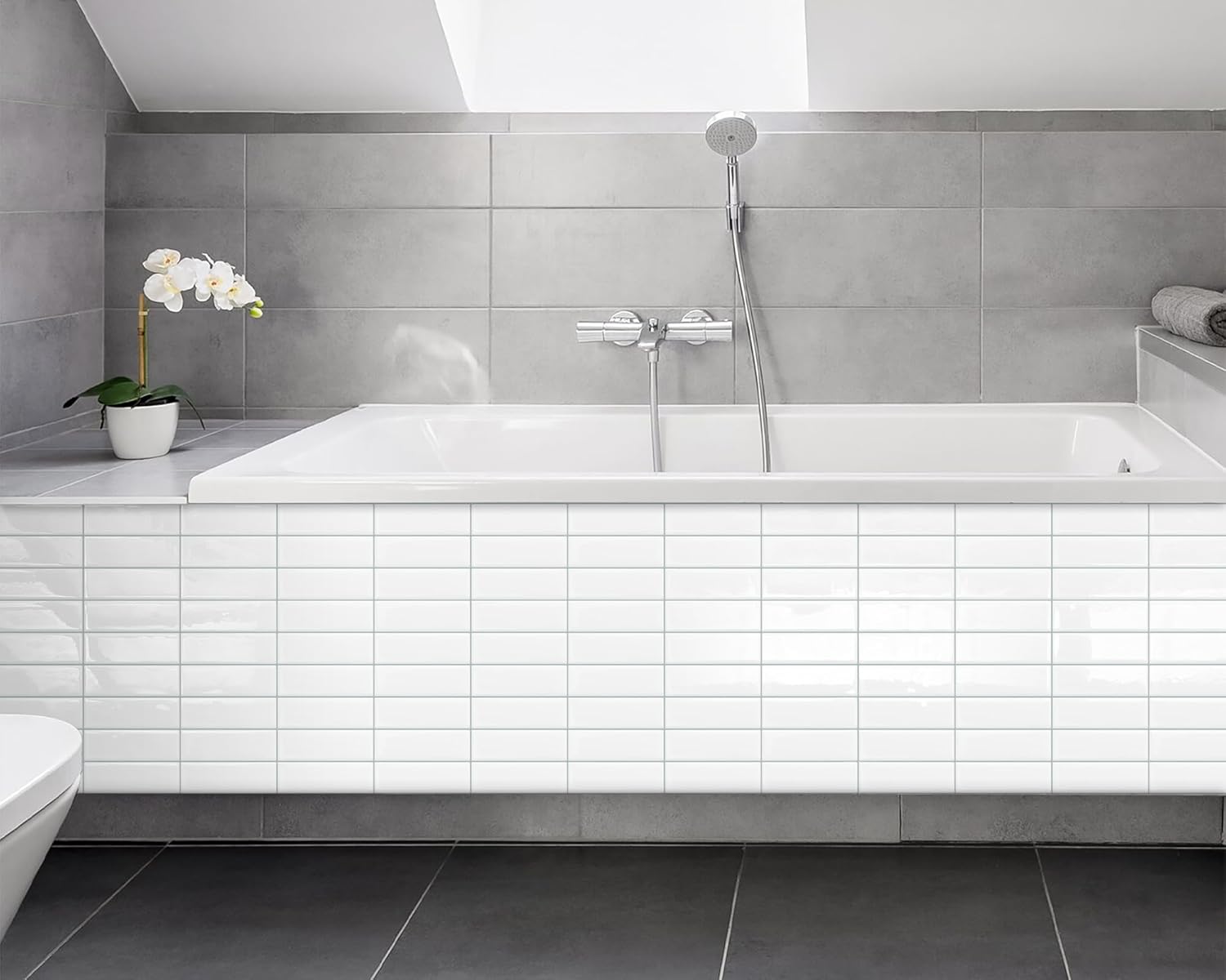 White Peel and Stick Backsplash Kitchen Rectangle Subway Self Adhesive Wall Tiles (10 - Sheet,12"x12") - DEWOO TILES