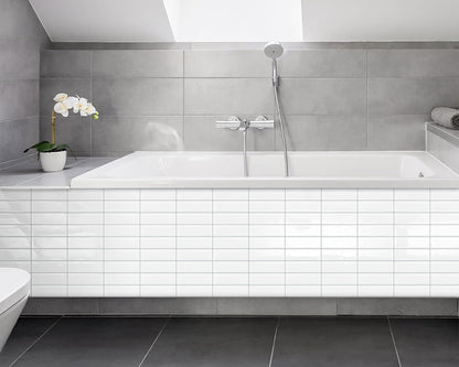 White Peel and Stick Backsplash Kitchen Rectangle Subway Self Adhesive Wall Tiles (10 - Sheet,12"x12") - DEWOO TILES