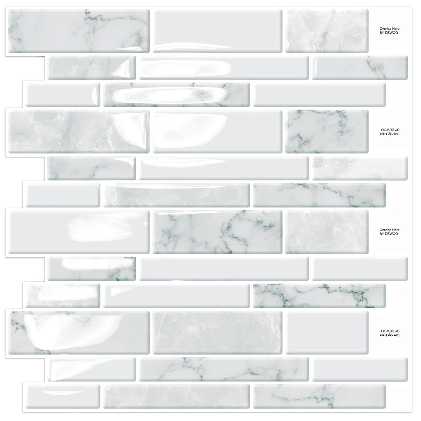DEWOO 10 - Sheet Peel and Stick Kitchen Backsplash Tiles, 12"x12" Self - Adhesive Marble Multicolor Wall Tiles for Kitchen and Bathroom(White Marble) - DEWOO TILES