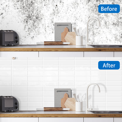 DEWOO 10pcs Peel and Stick Backsplash Wall Tiles, Extra Thick 3D Wall Panels, Heat & Water Resistant, Easy DIY Kitchen, Bathroom, Laundry, Fireplace & Rental Home Wall Décor (White, 12"×12") - DEWOO TILES