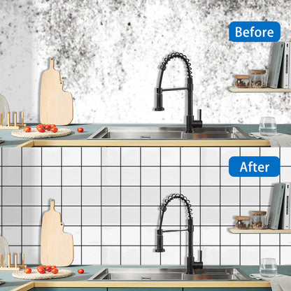 DEWOO Thick Square Kitchen Peel and Stick Backsplash Mosaic Tiles Square Self Adhesive Wall Tile Checkerboard Checkered Stickers,White (10-Sheet,12"x12") - DEWOO TILES
