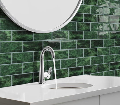 DEWOO Dark Green Peel and Stick Subway Tile Backsplash Self Adhesive Brick Stickers for Kitchen Bathroom Wall, 10 - Sheet, 12"×12" - DEWOO TILES