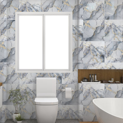 DEWOO 10pcs Peel and Stick Backsplash Wall Tile, Waterproof Peel and Stick Marble Wall Tiles, Self - Adhesive Panels for Bathroom, Kitchen, and Living Room (Dark Gray Marble,12"×12") - DEWOO TILES