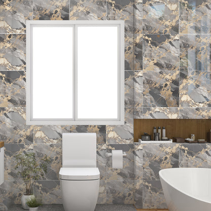 DEWOO 10pcs Peel and Stick Backsplash Wall Tile, Waterproof Peel and Stick Marble Wall Tiles, Self - Adhesive Panels for Bathroom, Kitchen, and Living Room (Brown Marble,12"×12") - DEWOO TILES