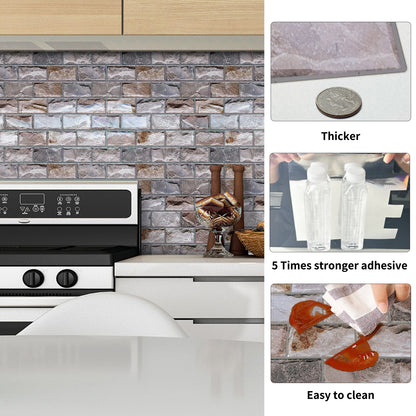 DEWOO 10 Sheets Peel and Stick Tile Backsplash for Kitchen Wall Tile, Self Adhesive Brick Backsplash Subway Tiles Backsplash, Stick on Tiles Kitchen Backsplash(Brown,10.6"x10") - DEWOO TILES