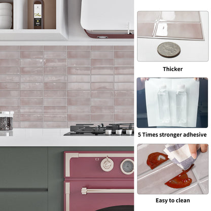 DEWOO Peel and Stick Backsplash - 10 Sheets of 12"×12" - 3D Adhesive Peel and Stick Tile Backsplash for Kitchen, Bathroom, Wall Tile, Pink - DEWOO TILES
