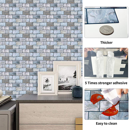 DEWOO 10 Sheets Peel and Stick Tile Backsplash for Kitchen Wall Tile, Self Adhesive Brick Backsplash Subway Tiles Backsplash, Stick on Tiles Kitchen Backsplash(Retro Blue,10.6"x10") - DEWOO TILES