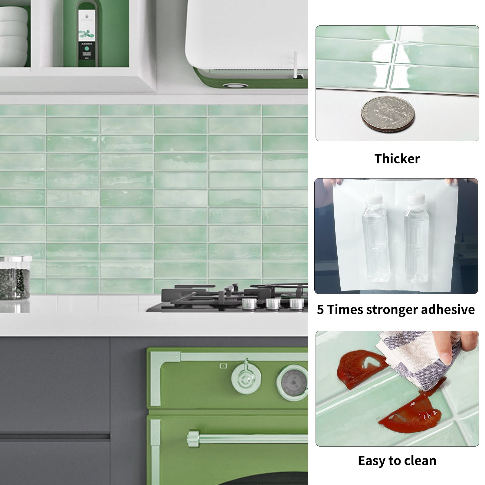 DEWOO Peel and Stick Backsplash Subway Tiles, Extra Thick 3D Wall Panels, Heat & Water Resistant, Easy DIY Kitchen, Bathroom, Laundry, Fireplace & Rental Home Wall Décor (10 - Sheet, 12"×12") - DEWOO TILES