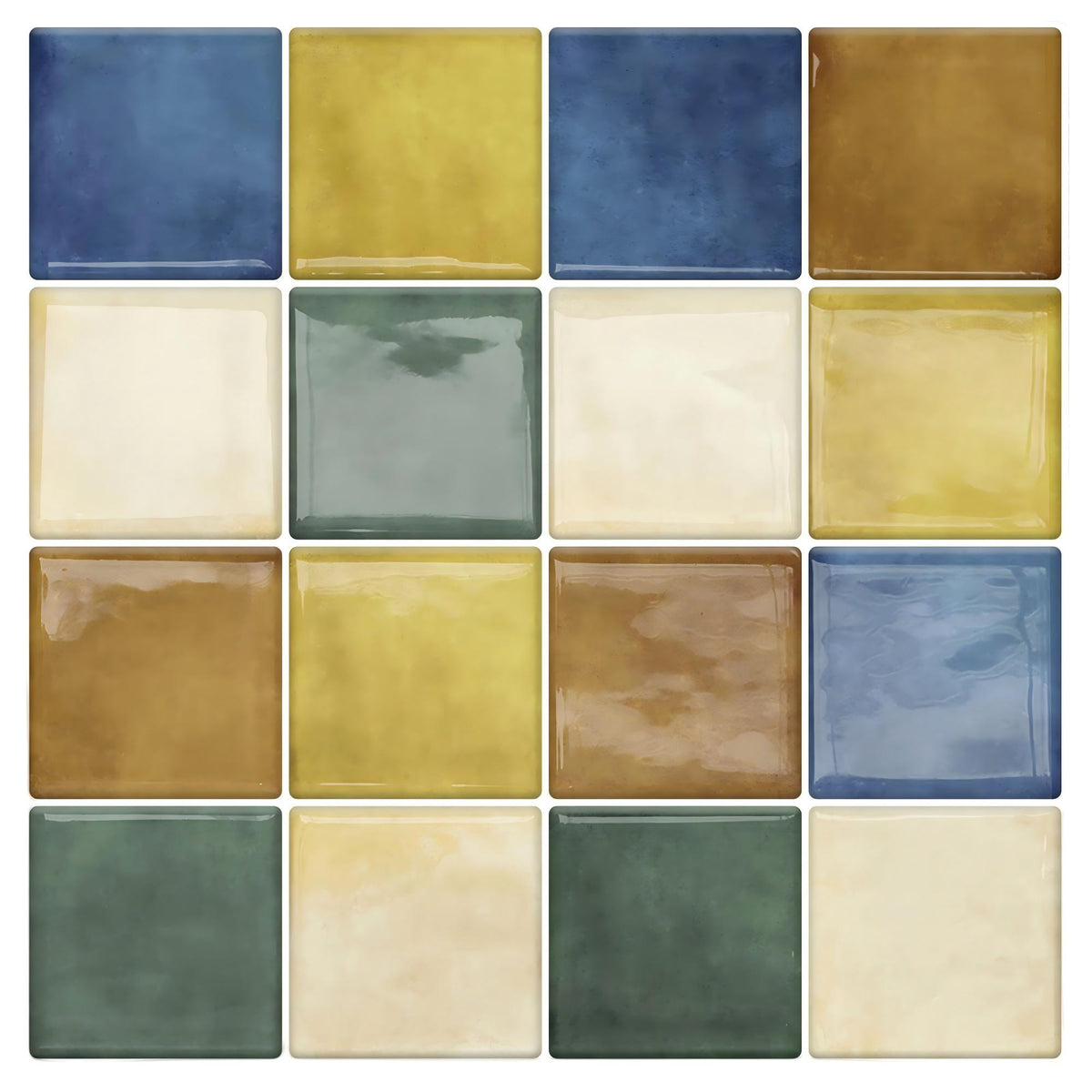 DEWOO Thick Square Kitchen Peel and Stick Backsplash Mosaic Tiles Square Self Adhesive Wall Tile Checkerboard Checkered Stickers,Multicolor (10-Sheet,12"x12") - DEWOO TILES