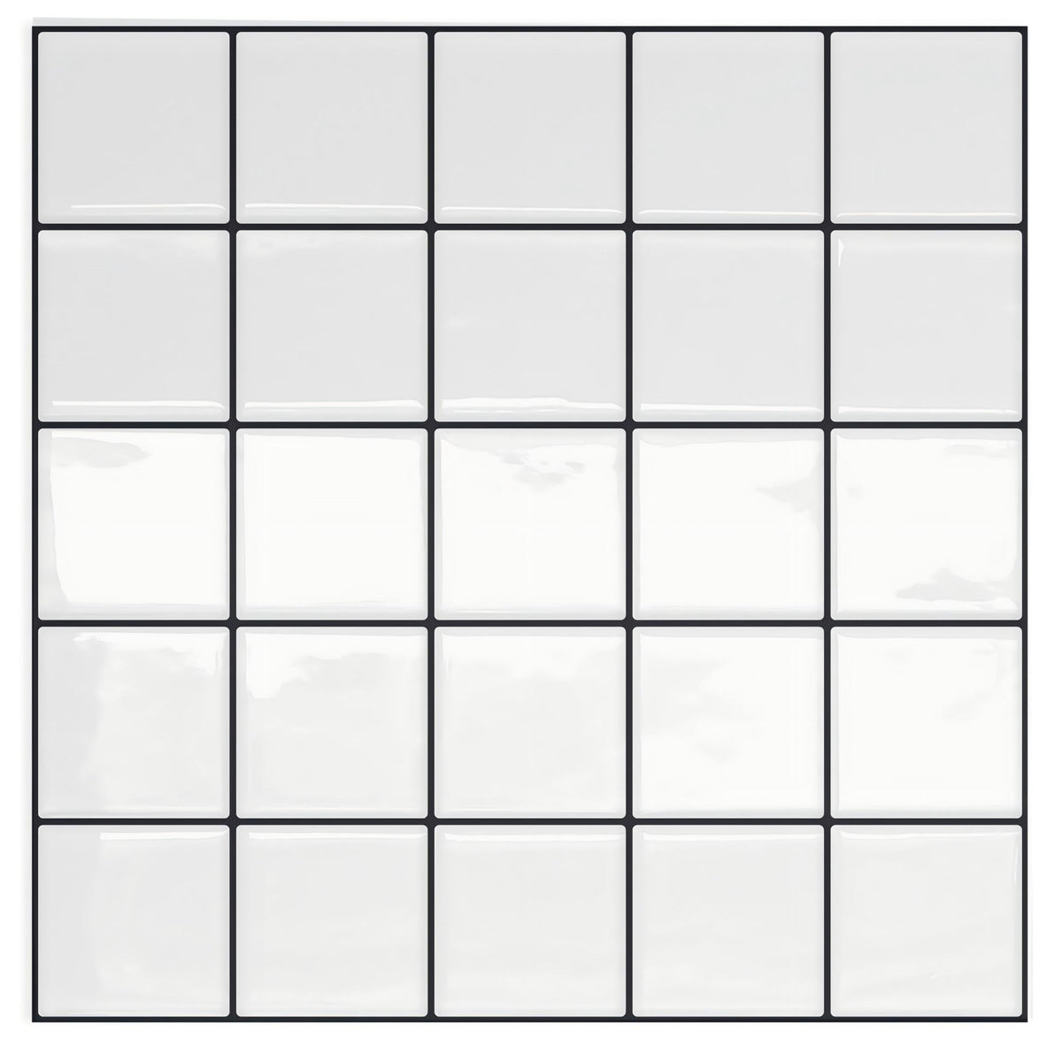 DEWOO Thick Square Kitchen Peel and Stick Backsplash Mosaic Tiles Square Self Adhesive Wall Tile Checkerboard Checkered Stickers,White (10-Sheet,12"x12") - DEWOO TILES