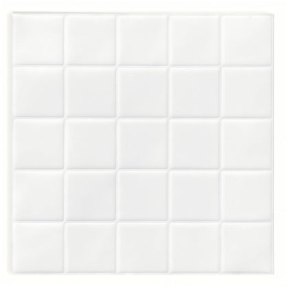 DEWOO Thick Square Kitchen Peel and Stick Backsplash Mosaic Tiles Square Self Adhesive Wall Tile Checkerboard Checkered Stickers,White (10-Sheet,12"x12") - DEWOO TILES