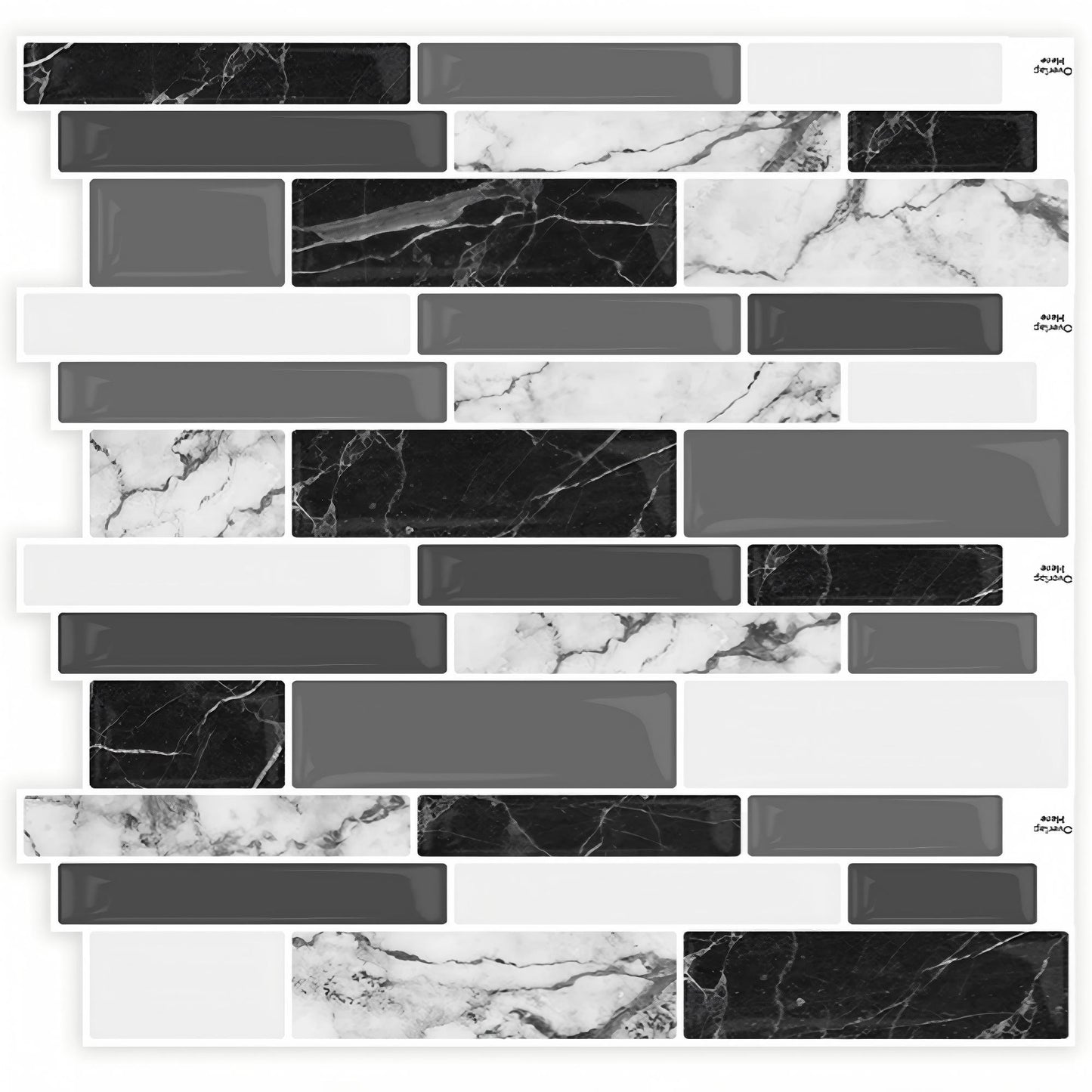 DEWOO 10 Sheets Peel and Stick Tile Backsplash, Stick on Wall Tiles, Self Adhesive Tile Sticker for Kitchen Backsplash and Bathroom(12"x12",Black Marble) - DEWOO TILES