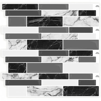 DEWOO 10 Sheets Peel and Stick Tile Backsplash, Stick on Wall Tiles, Self Adhesive Tile Sticker for Kitchen Backsplash and Bathroom(12"x12",Black Marble) - DEWOO TILES