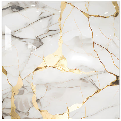 DEWOO 10pcs Peel and Stick Backsplash Wall Tile, Waterproof Peel and Stick Marble Wall Tiles, Self - Adhesive Panels for Bathroom, Kitchen, and Living Room (White Gold Marble,12"×12") - DEWOO TILES