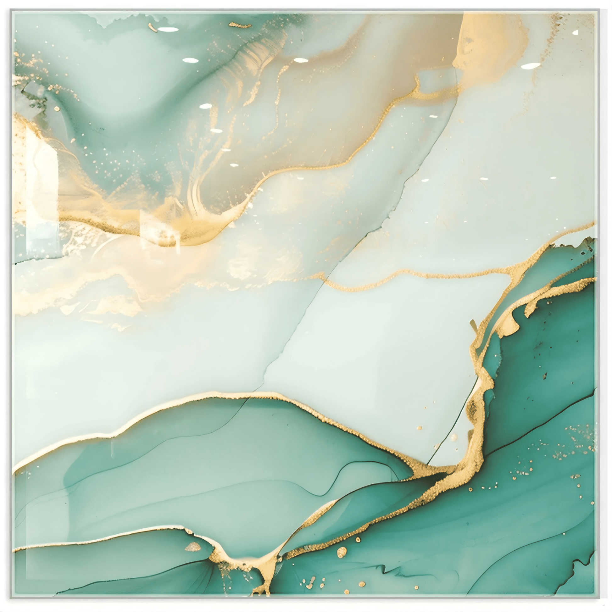 DEWOO 10pcs Peel and Stick Backsplash Wall Tile, Waterproof Peel and Stick Marble Wall Tiles, Self - Adhesive Panels for Bathroom, Kitchen, and Living Room (Green Gold Marble,12"×12") - DEWOO TILES