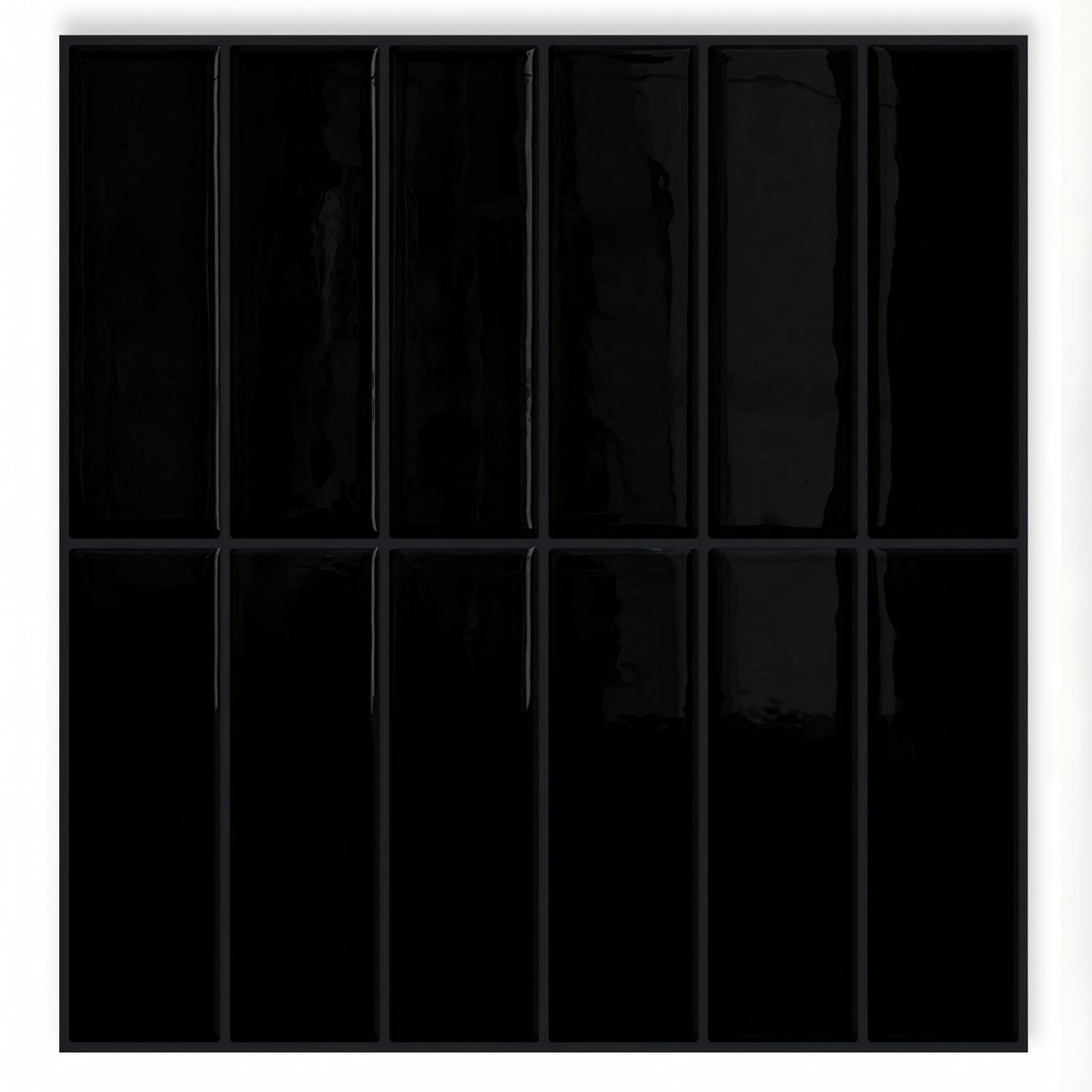 DEWOO Peel and Stick Backsplash - 10 Sheets of 12"×12" - 3D Adhesive Peel and Stick Tile Backsplash for Kitchen, Bathroom, Wall Tile, Black - DEWOO TILES