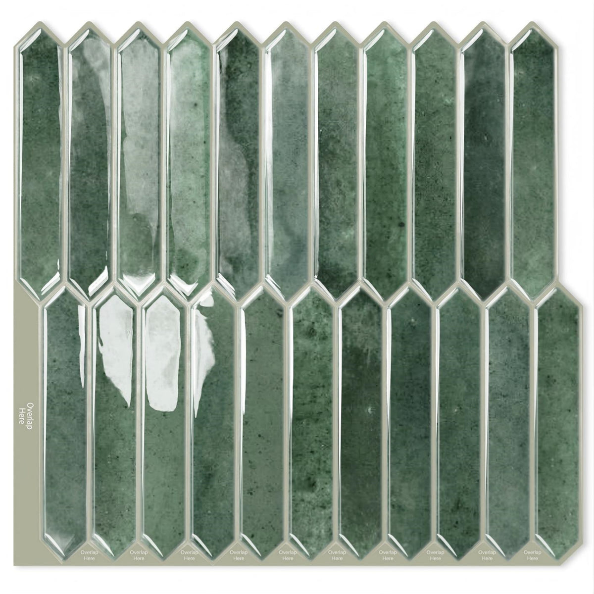 DEWOO Green Tile Peel and Stick Backsplash, 10 Sheets Self-Adhesive Wall Tiles Stick on Back Splash for Kitchen, Bathroom, Fireplace,RV(12"×12",Green Marble) - DEWOO TILES