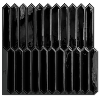 DEWOO Black Tile Peel and Stick Backsplash, 10 Sheets Self-Adhesive Wall Tiles Stick on Back Splash for Kitchen, Bathroom, Fireplace,RV(12"×12",Black Marble) - DEWOO TILES