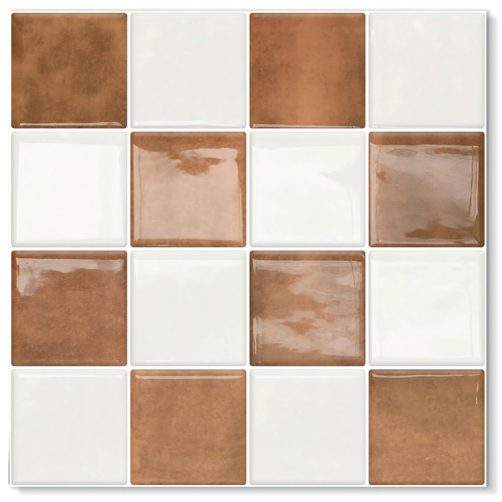 DEWOO Thick Peel and Stick Backsplash Tiles Kitchen Bathroom Square Self Adhesive Wall Tile Checkerboard Checkered Stickers,Orange (10 - Sheet, 9"×9") - DEWOO TILES