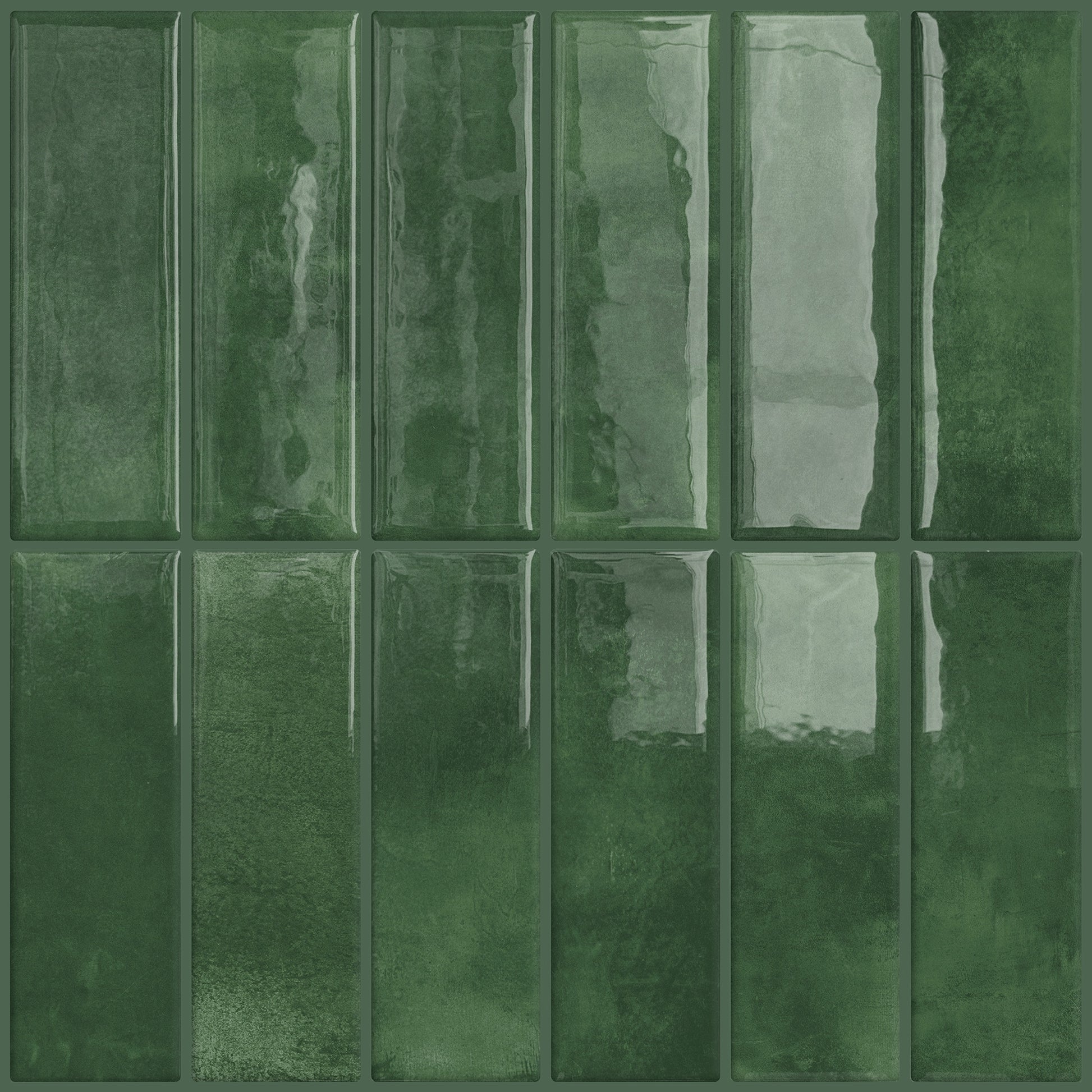 DEWOO 10pcs Peel and Stick Backsplash Wall Tiles, Extra Thick 3D Wall Panels, Heat & Water Resistant, Easy DIY Kitchen, Bathroom, Laundry, Fireplace & Rental Home Wall Décor (Dark Green, 12"×12") - DEWOO TILES
