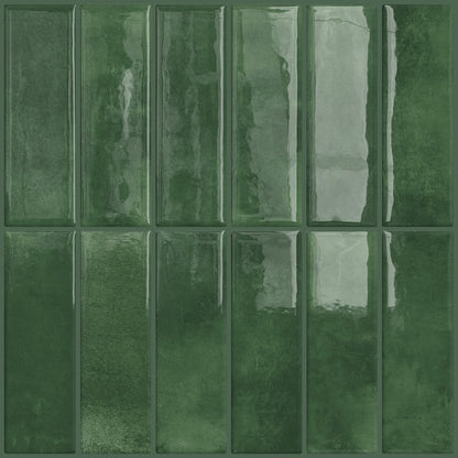 DEWOO 10pcs Peel and Stick Backsplash Wall Tiles, Extra Thick 3D Wall Panels, Heat & Water Resistant, Easy DIY Kitchen, Bathroom, Laundry, Fireplace & Rental Home Wall Décor (Dark Green, 12"×12") - DEWOO TILES