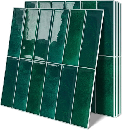 Plain White Peel and Stick Backsplash Tile Rectangle Subway Self Adhesive Wall Tiles for Kitchen (10 - Sheet,12"x12") - DEWOO TILES