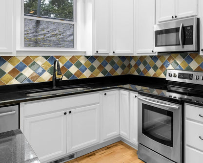 Thick Kitchen Peel and Stick Backsplash Mosaic Tiles Square Self Adhesive Wall Tile Colorful (10 - Sheet,12"x12") - DEWOO TILES