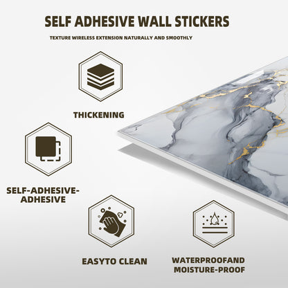 DEWOO 10pcs Peel and Stick Backsplash Wall Tile, Waterproof Peel and Stick Marble Wall Tiles, Self - Adhesive Panels for Bathroom, Kitchen, and Living Room (Dark Gray Marble,12"×12") - DEWOO TILES