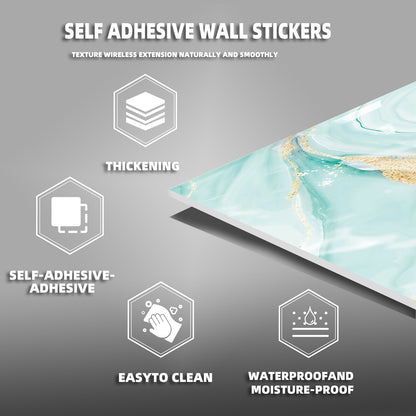 DEWOO 10pcs Peel and Stick Backsplash Wall Tile, Waterproof Peel and Stick Marble Wall Tiles, Self - Adhesive Panels for Bathroom, Kitchen, and Living Room (Blue Marble,12"×12") - DEWOO TILES