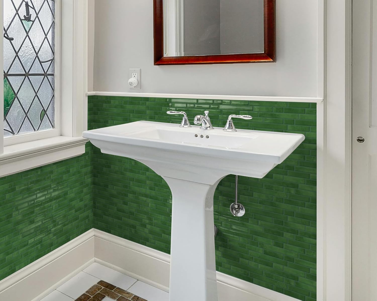 Thick Dark Green Peel and Stick Tile Backsplash 12"x12" Self Adhesive Wall Marble Tiles 3D for Kitchen Bathroom, (10 - Sheet) - DEWOO TILES