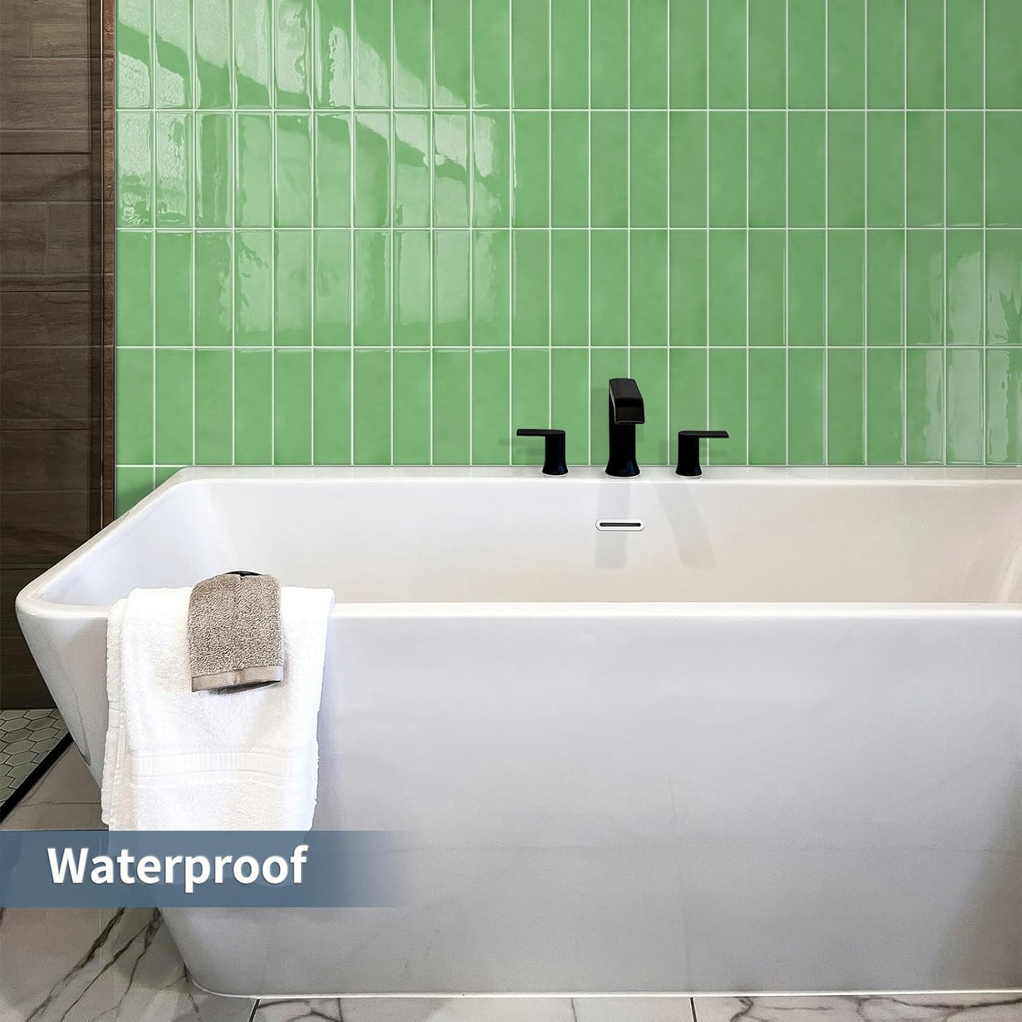 Sage Light Green Peel and Stick Tile Backsplash Self Adhesive Wall Tiles for Kitchen Bathroom (10 - Sheet,12"x12") - DEWOO TILES