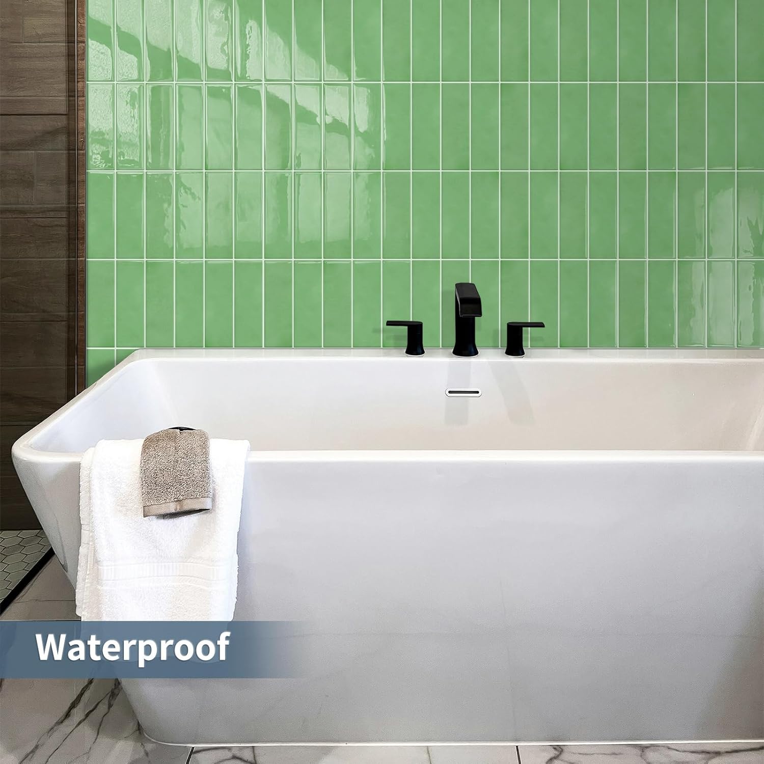 Sage Light Green Peel and Stick Tile Backsplash Self Adhesive Wall Tiles for Kitchen Bathroom (10 - Sheet,12"x12") - DEWOO TILES