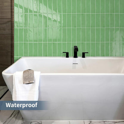 Sage Light Green Peel and Stick Tile Backsplash Self Adhesive Wall Tiles for Kitchen Bathroom (10 - Sheet,12"x12") - DEWOO TILES