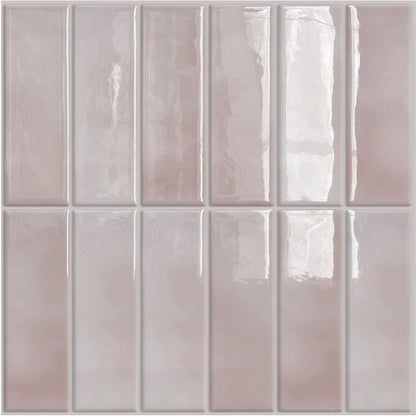 DEWOO Peel and Stick Backsplash - 10 Sheets of 12"×12" - 3D Adhesive Peel and Stick Tile Backsplash for Kitchen, Bathroom, Wall Tile, Pink - DEWOO TILES