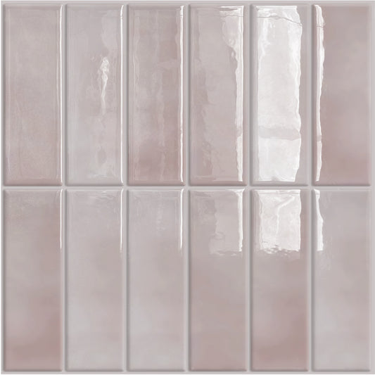 DEWOO Peel and Stick Backsplash - 10 Sheets of 12"×12" - 3D Adhesive Peel and Stick Tile Backsplash for Kitchen, Bathroom, Wall Tile, Pink - DEWOO TILES