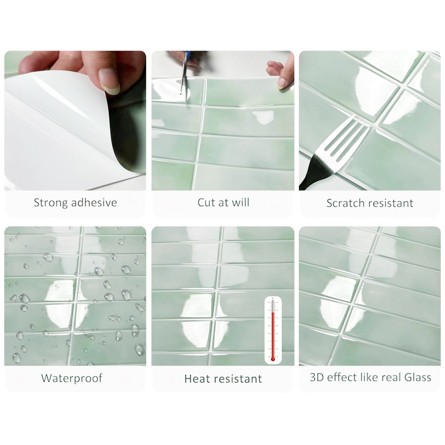 DEWOO Peel and Stick Backsplash Subway Tiles, Extra Thick 3D Wall Panels, Heat & Water Resistant, Easy DIY Kitchen, Bathroom, Laundry, Fireplace & Rental Home Wall Décor (10 - Sheet, 12"×12") - DEWOO TILES
