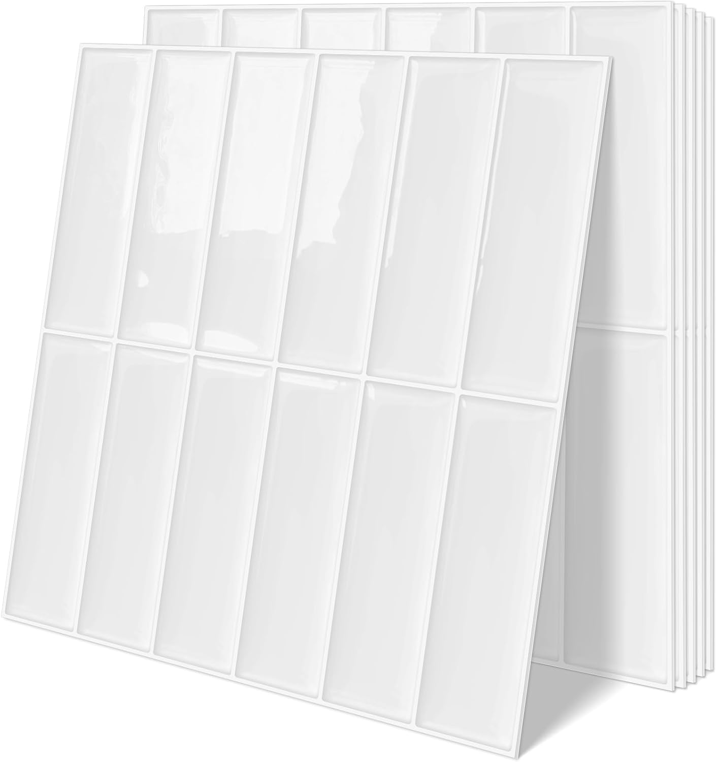 White Peel and Stick Backsplash Kitchen Rectangle Subway Self Adhesive Wall Tiles (10 - Sheet,12"x12") - DEWOO TILES