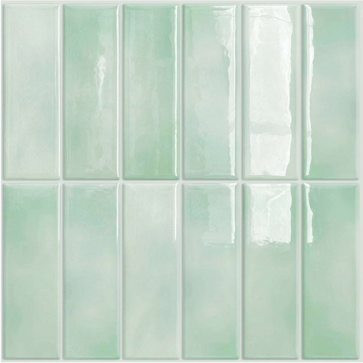 DEWOO Peel and Stick Backsplash - 10 Sheets of 12"×12" - 3D Adhesive Peel and Stick Tile Backsplash for Kitchen, Bathroom, Wall Tile, Light Green - DEWOO TILES
