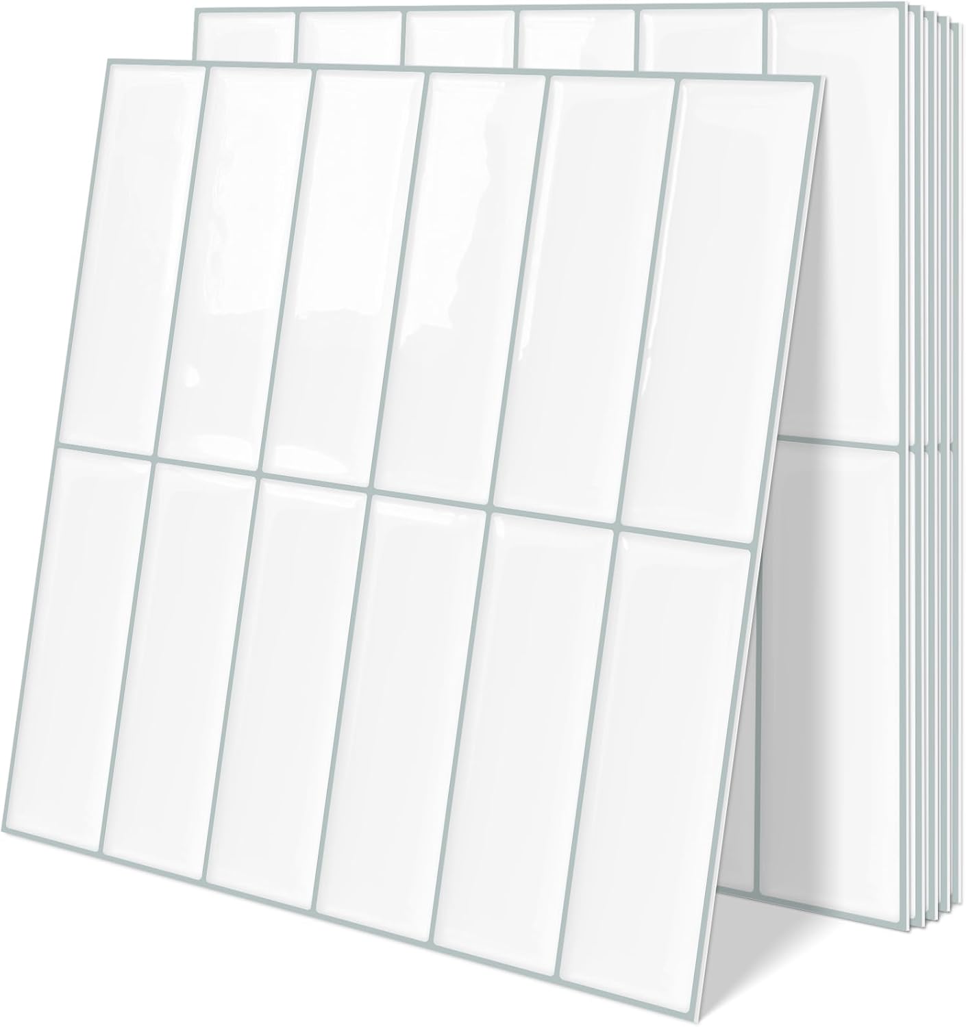 Plain White Peel and Stick Backsplash Tile Rectangle Subway Self Adhesive Wall Tiles for Kitchen (10 - Sheet,12"x12") - DEWOO TILES